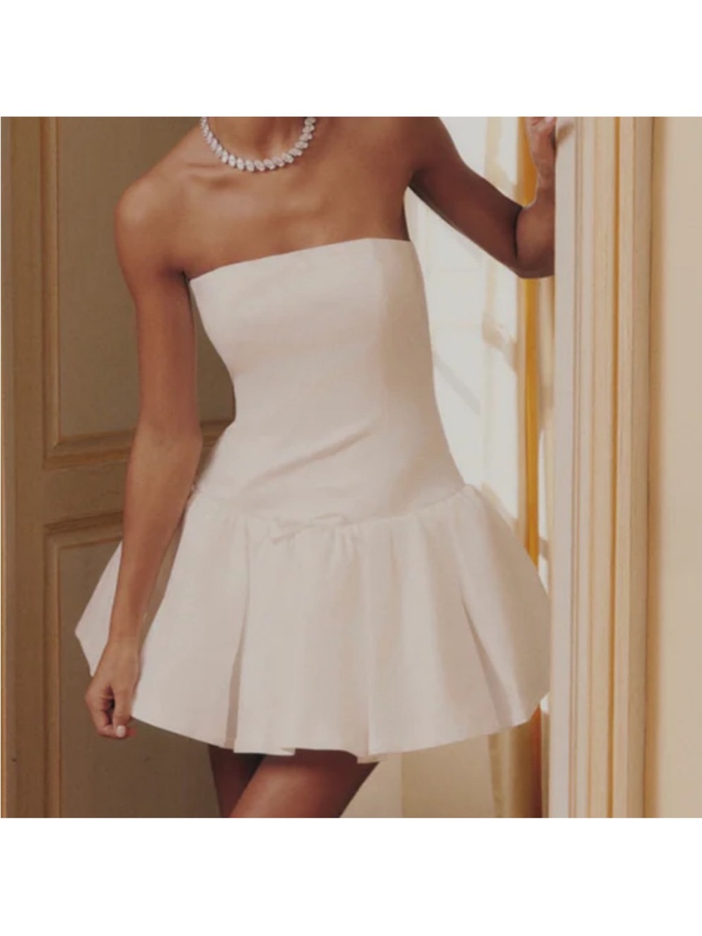 Nana Jacqueline Strapless Cream Mini Dress